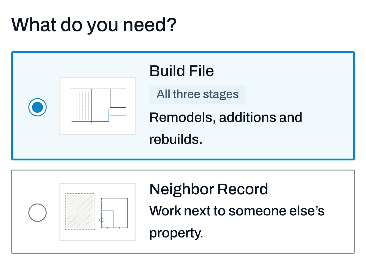 The first screen of the quote form, with Build File picked